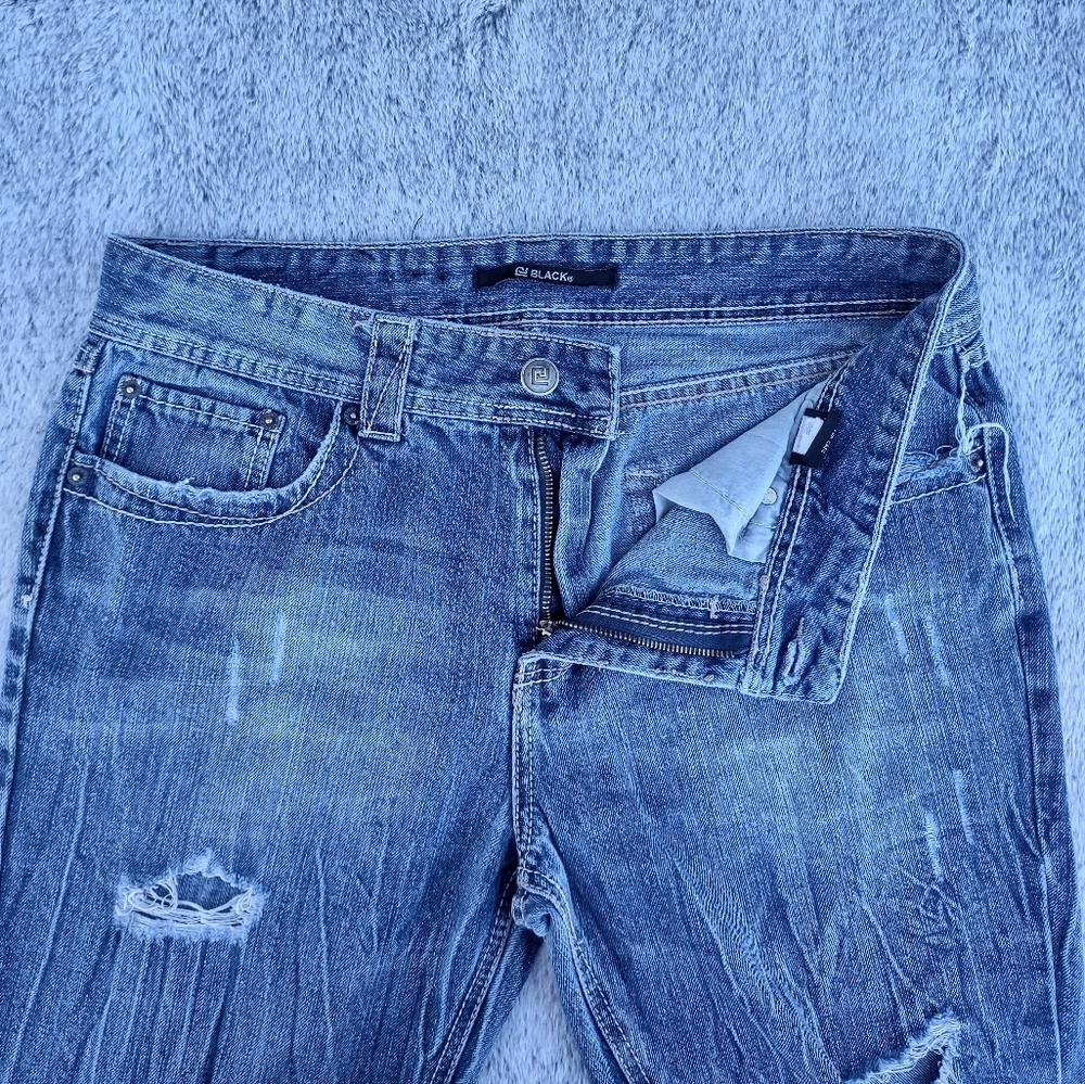 Black Premium Distressed Jeans Medium Wash 34x30 - Picture 4 of 14